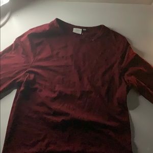 ruffle edged maroon long sleeve